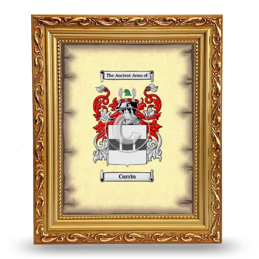 Currin Coat of Arms Framed - Gold