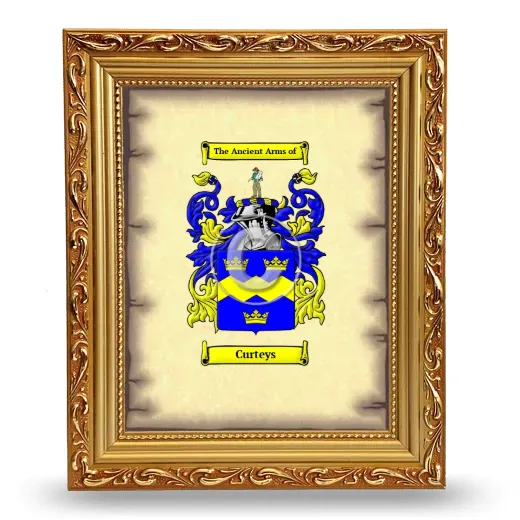 Curteys Coat of Arms Framed - Gold