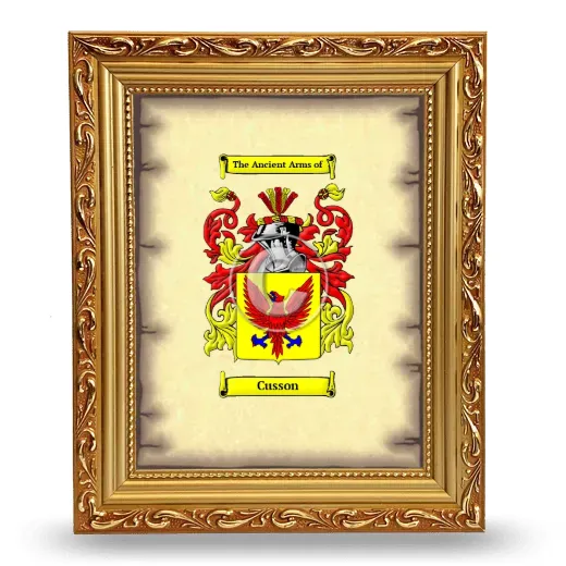 Cusson Coat of Arms Framed - Gold
