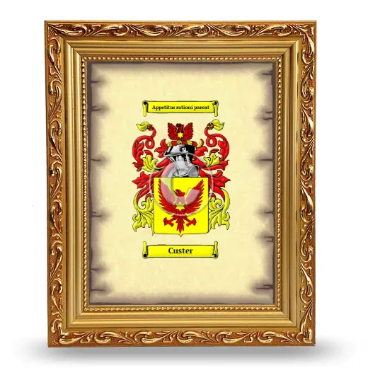Custer Coat of Arms Framed - Gold