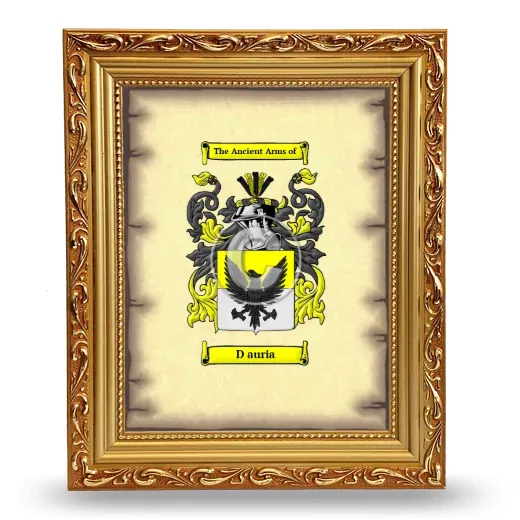 D auria Coat of Arms Framed - Gold