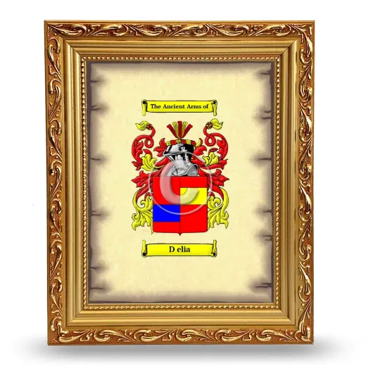 D elia Coat of Arms Framed - Gold