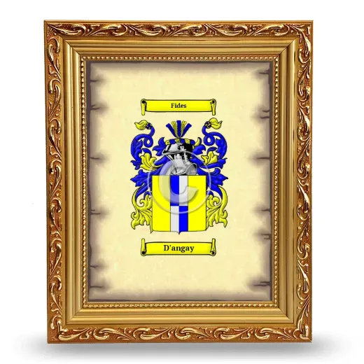 D'angay Coat of Arms Framed - Gold