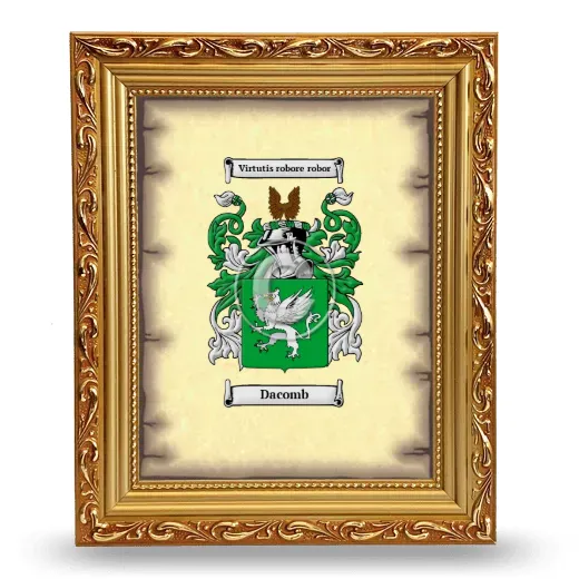 Dacomb Coat of Arms Framed - Gold