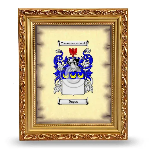 Dages Coat of Arms Framed - Gold