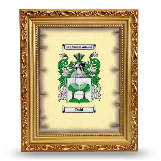 Dahl Coat of Arms Framed - Gold
