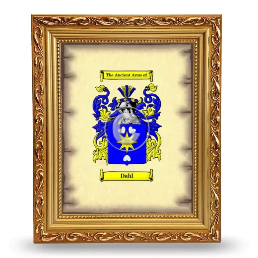 Dahl Coat of Arms Framed - Gold