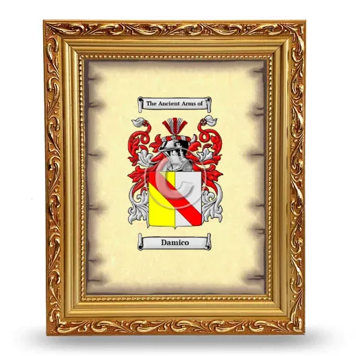 Damico Coat of Arms Framed - Gold