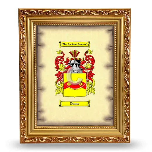 Dams Coat of Arms Framed - Gold