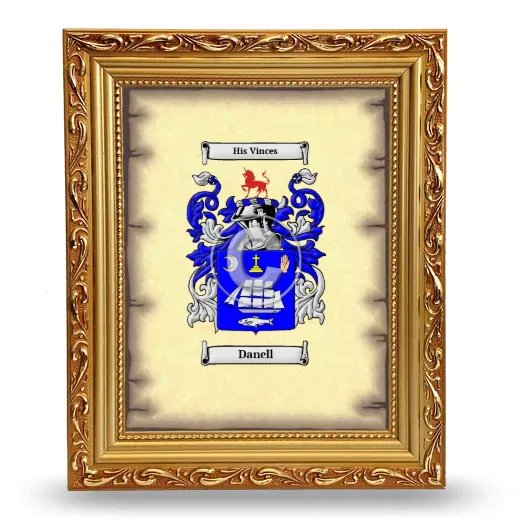 Danell Coat of Arms Framed - Gold
