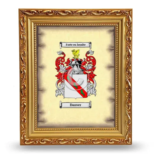 Danver Coat of Arms Framed - Gold