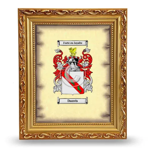 Danvis Coat of Arms Framed - Gold