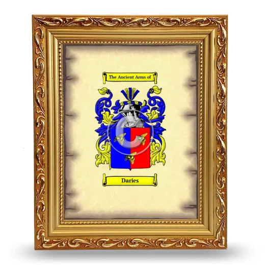 Daries Coat of Arms Framed - Gold