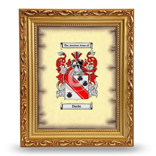 Darin Coat of Arms Framed - Gold