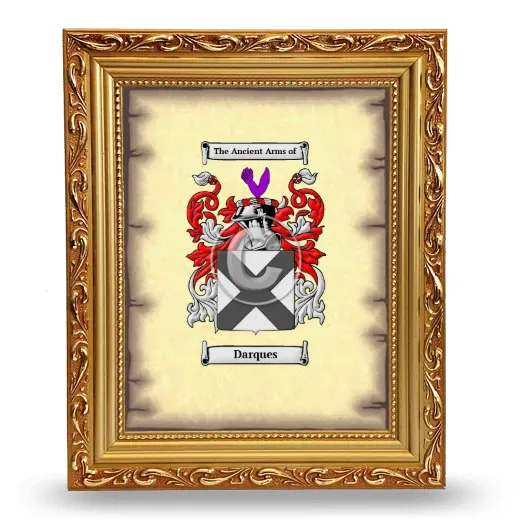 Darques Coat of Arms Framed - Gold