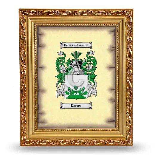 Darres Coat of Arms Framed - Gold
