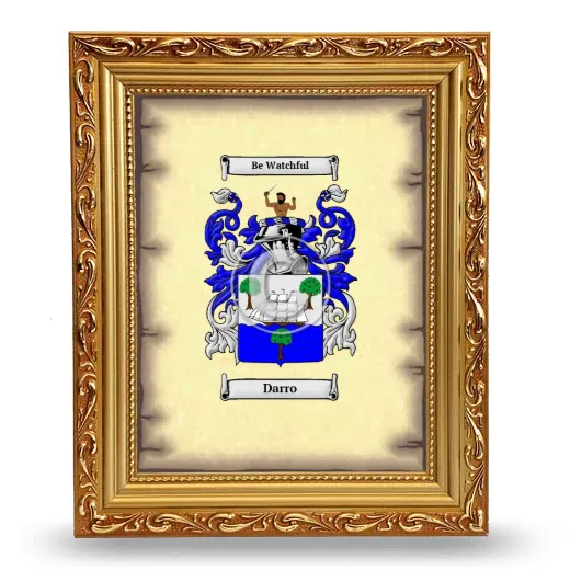 Darro Coat of Arms Framed - Gold