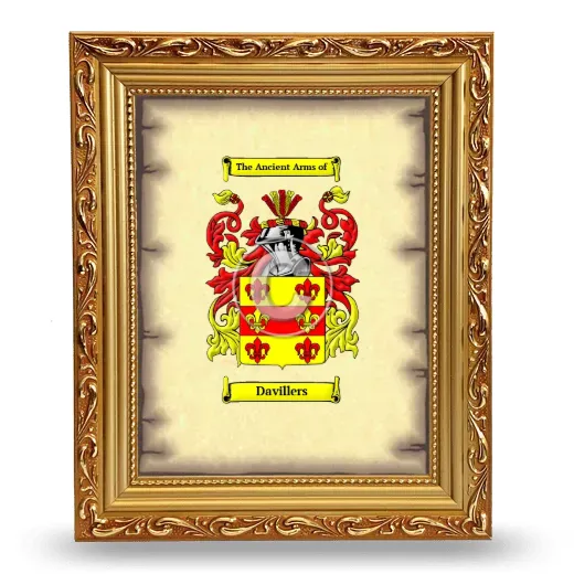 Davillers Coat of Arms Framed - Gold