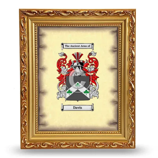 Davis Coat of Arms Framed - Gold