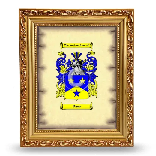Daye Coat of Arms Framed - Gold