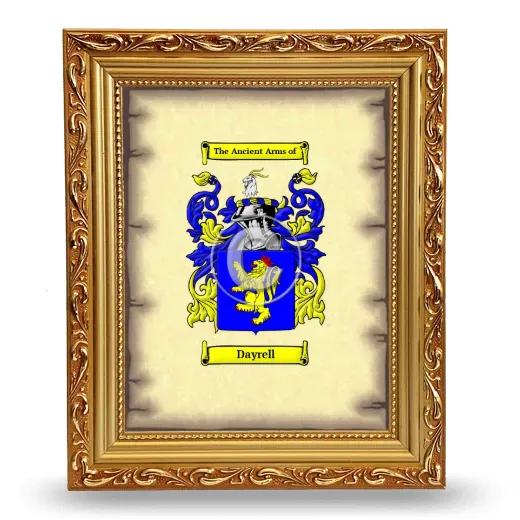 Dayrell Coat of Arms Framed - Gold