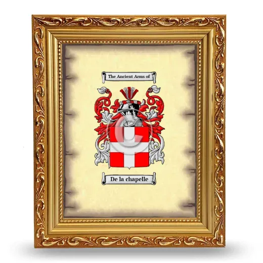 De la chapelle Coat of Arms Framed - Gold
