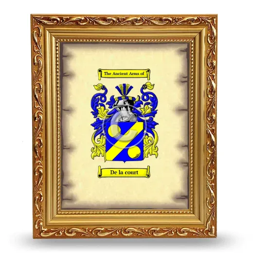 De la court Coat of Arms Framed - Gold