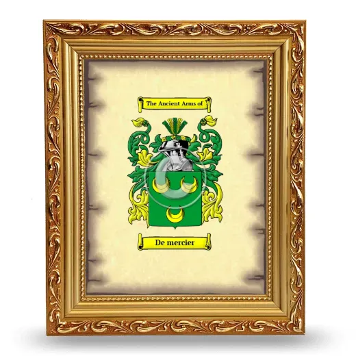 De mercier Coat of Arms Framed - Gold