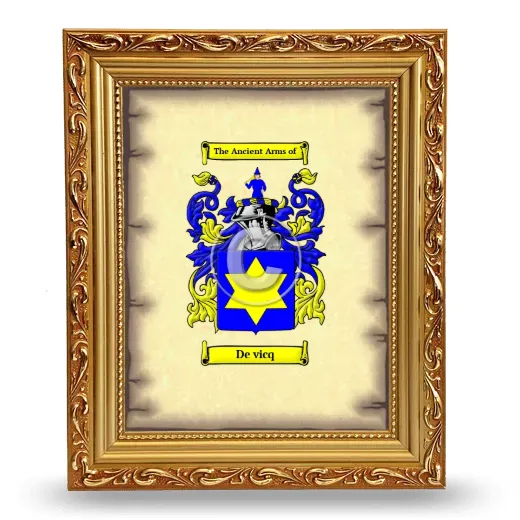 De vicq Coat of Arms Framed - Gold