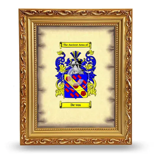 De vos Coat of Arms Framed - Gold