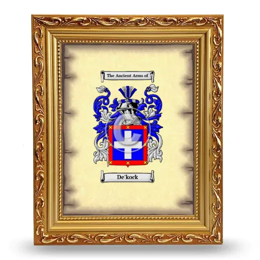 De'kock Coat of Arms Framed - Gold