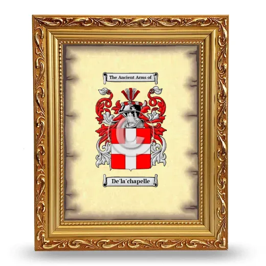 De'la'chapelle Coat of Arms Framed - Gold