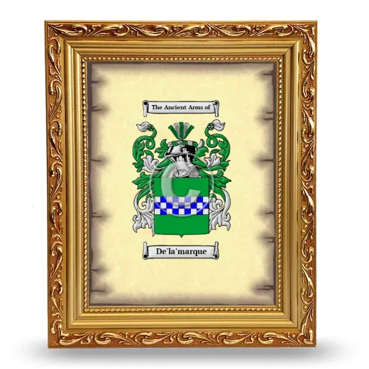De'la'marque Coat of Arms Framed - Gold