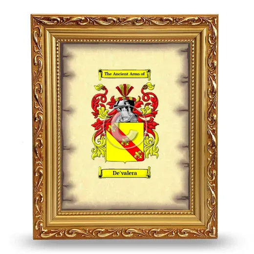 De'valera Coat of Arms Framed - Gold
