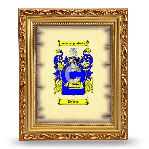 De'wet Coat of Arms Framed - Gold