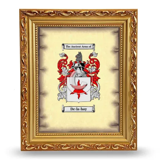 De-la-hay Coat of Arms Framed - Gold