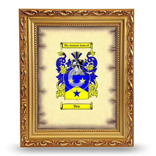 Dea Coat of Arms Framed - Gold