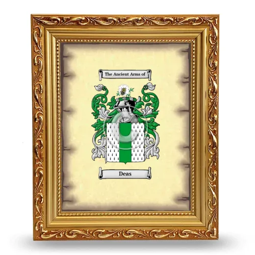 Deas Coat of Arms Framed - Gold