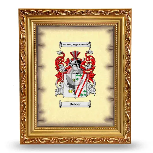 Deboer Coat of Arms Framed - Gold