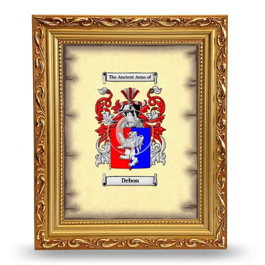 Debon Coat of Arms Framed - Gold