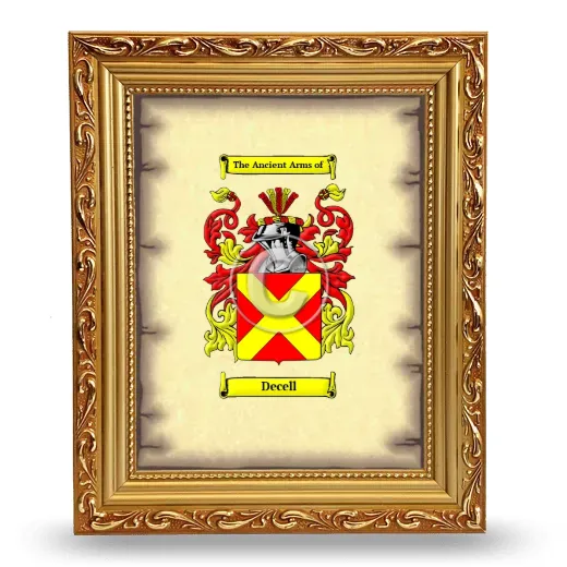 Decell Coat of Arms Framed - Gold