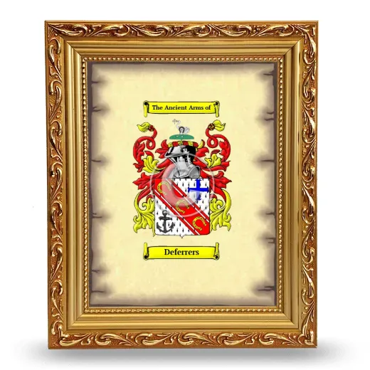 Deferrers Coat of Arms Framed - Gold