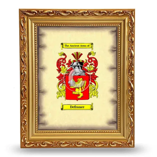 Defrance Coat of Arms Framed - Gold