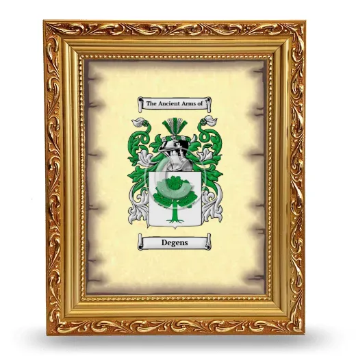 Degens Coat of Arms Framed - Gold