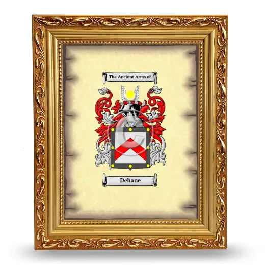 Dehane Coat of Arms Framed - Gold