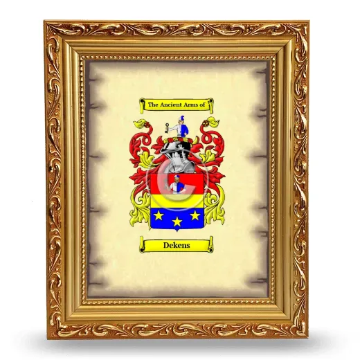 Dekens Coat of Arms Framed - Gold