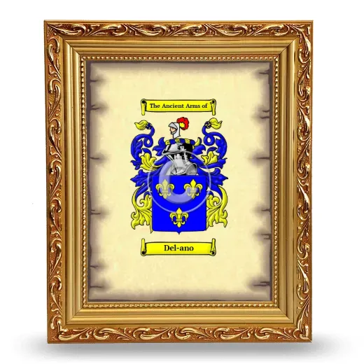 Del-ano Coat of Arms Framed - Gold