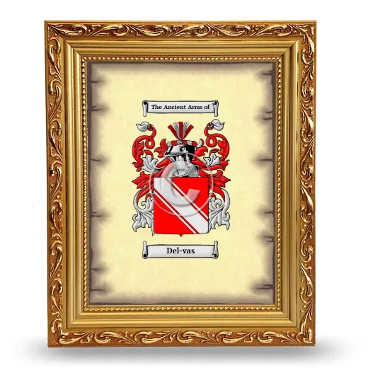 Del-vas Coat of Arms Framed - Gold