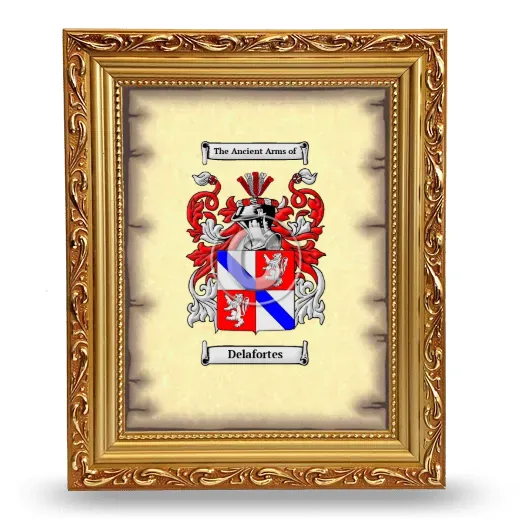 Delafortes Coat of Arms Framed - Gold