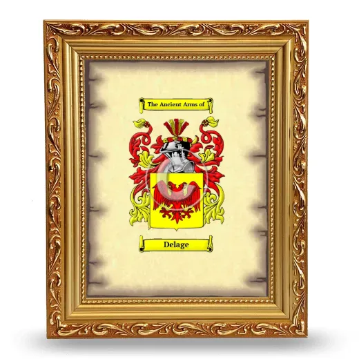 Delage Coat of Arms Framed - Gold